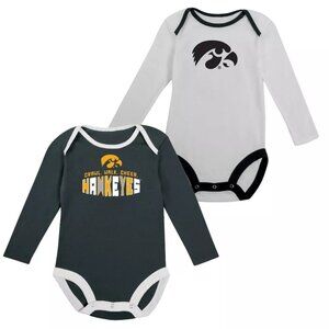 University of Iowa Hawkeyes Baby Bodysuit Set 3-6M Black White Long Sleeve NWT